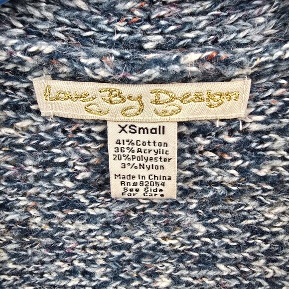 Love By Design Womens Marled Open-Front Sweater Blue XS Lightweight Cotton Blend - Picture 3 of 6